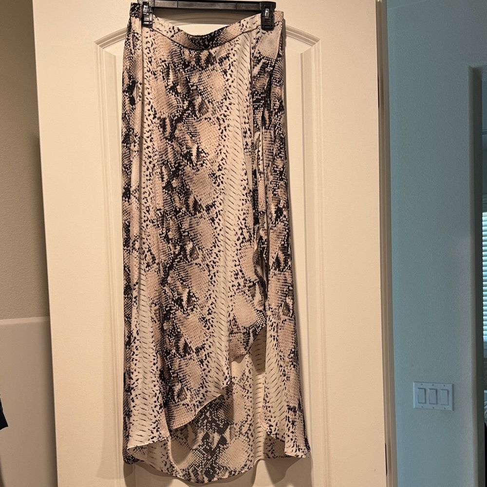 Haute Hippie Snake-Print Midi Skirt